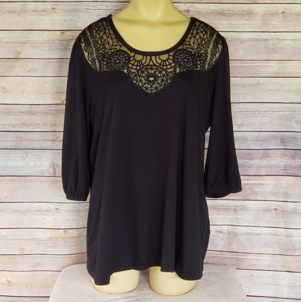 Black Lace Front Detailed Blouse